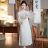 Thickened and velvet lace jacquard improved cheongsam