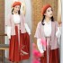 Han Element Women's Hanfu Hanfu Mid Skirt Short Coat Three piece Set