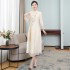Audrey Qipao Ethnic Style Embroidered Flower Tea Dress