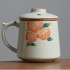 Hand-Painted Persimmon Tea Cup Tea Water Separator with Lid Mug