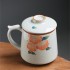 Hand-Painted Persimmon Tea Cup Tea Water Separator with Lid Mug