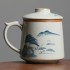 Hand-Painted Mountain Water Tea Cup Mug Ge Kiln Ice Crack Glaze Ceramic