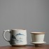 Hand-Painted Mountain Water Tea Cup Mug Ge Kiln Ice Crack Glaze Ceramic