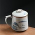 Hand-Painted Mountain Water Tea Cup Mug Ge Kiln Ice Crack Glaze Ceramic