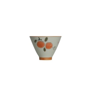 Hand-Painted Persimmon Ceramic Underglaze Color Ice Crack Glaze Bamboo Hat Small Tea Cup