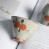 Hand-Painted Persimmon Ceramic Underglaze Color Ice Crack Glaze Bamboo Hat Small Tea Cup