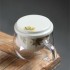 Hand-Painted Osmanthus Tea Water Separator Glass Cup with Vegetable Ash Ceramic Inner Lid