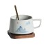 Landscape Ceramic Underglaze Color Coffee Cup with Spoon