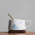 Landscape Ceramic Underglaze Color Coffee Cup with Spoon