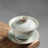 Hand-painted Relief Mountain Three Talent Lid Bowl Tea Set