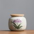 Hand-painted Iris Small Tea Canister with Sealed Jar