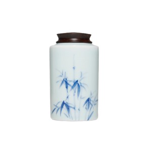 Hand-painted Celadon Bamboo Small Tea Canister