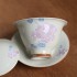 Hand-painted Hydrangea Vegetable Ash Three Talent Lid Bowl Tea Bowl