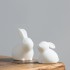 2 White Porcelain Cute Little Rabbit Tea Pets