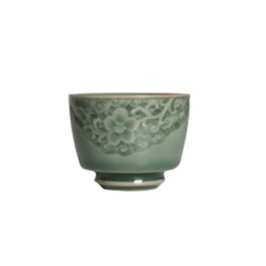 Relief Tangled Branches Lotus Celadon Tea Cup