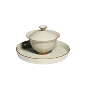 Relief Lotus Flower Lid Bowl Tea Cup