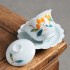 Hand-painted Loquat Celadon Three Talent Lid Bowl