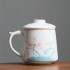 Hand-painted Lotus Flower Tea Cup with Tea-Water Separation