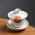 Hand-painted Persimmon Three Talent Lid Bowl