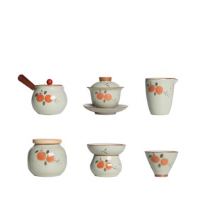 Hand-painted Persimmon Tea Set