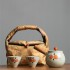 Hand-painted Persimmon Tea Set with One Pot and Two Cups