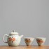 Hand-painted Persimmon Tea Set with One Pot, Two Cups, and Storage Bag