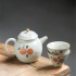 Hand-painted Persimmon Tea Set with One Pot, Two Cups, and Storage Bag