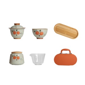 Hand-painted Persimmon Travel Tea Set