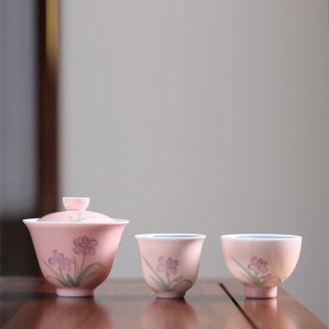 Hand-painted Magnolia Lid Bowl Tea Cup Set