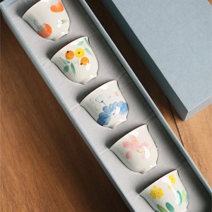 Hand-painted Persimmon Small Tea Cup Set