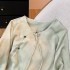 New Chinese-style Button-up Retro Loose Diagonal Collar Shirt-light green