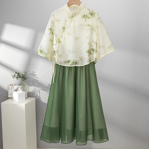 New Traditional Chinese-style Short-sleeve Shirt and Skirt Set