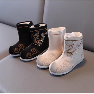 Boys' Winter Hanfu Embroidered Shoes - Chinese Style Performance and New Year Boots