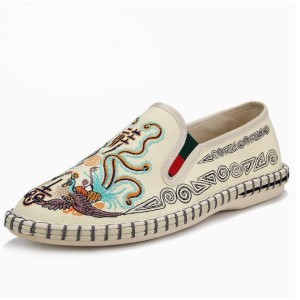 Men's Cloth Shoes with Soft Sole, Handmade Embroidery, Casual Chinese Style, National Trend