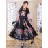 Improved Ankle-Length Mamian Skirt and Crew Neck Vest Set, Dark-Style Chinese Hanfu Women’s Outfit