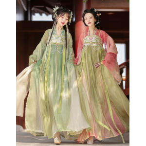 Tang-style embroidered front-opening short blouse with Hanfu elements and a Qixiong skirt for daily wear
