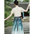 Improved Hanfu Mamian Skirt Set for Girls, Chinese-Style Short Sleeve Asymmetrical Frog Button Top