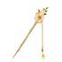 Wild Rose Hair Accessory - Ancient Style Hairpin with Tassel and Swinging Floral Design
