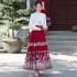  Chinese Style Winter Ensemble: Embroidered Floral Top Paired with Woven Golden Horse Face Skirt