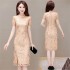 Stand Collar Cheongsam Dress, Slim-fit Midi Pencil Skirt, Accentuates the Figure