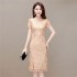 Stand Collar Cheongsam Dress, Slim-fit Midi Pencil Skirt, Accentuates the Figure