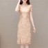 Stand Collar Cheongsam Dress, Slim-fit Midi Pencil Skirt, Accentuates the Figure