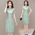 Stand Collar Cheongsam Dress, Slim-fit Midi Pencil Skirt, Accentuates the Figure