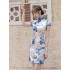 Silk Cheongsam/Qipao: Blue-and-White Porcelain Summer Style for Wome