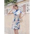 Silk Cheongsam/Qipao: Blue-and-White Porcelain Summer Style for Wome
