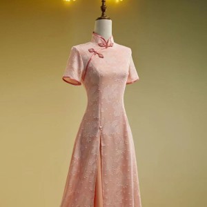 Pink Cheongsam Dress, Everyday Summer Chic Vintage Chinese Style
