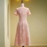 Pink Cheongsam Dress, Everyday Summer Chic Vintage Chinese Style