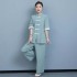 Chinese Zen-inspired Women's Outfit: Cotton and Linen Tea Art Attire