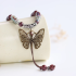 Chinese Vintage Butterfly Beaded Necklace: Zen Ethnic Style, Versatile Long Sweater Chain