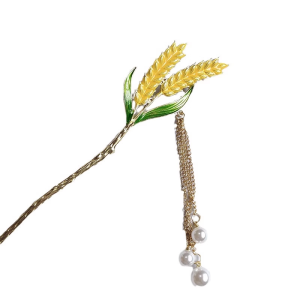 Vintage Barley Tassel Hairpin with Antique-Style Coiled Hairpin